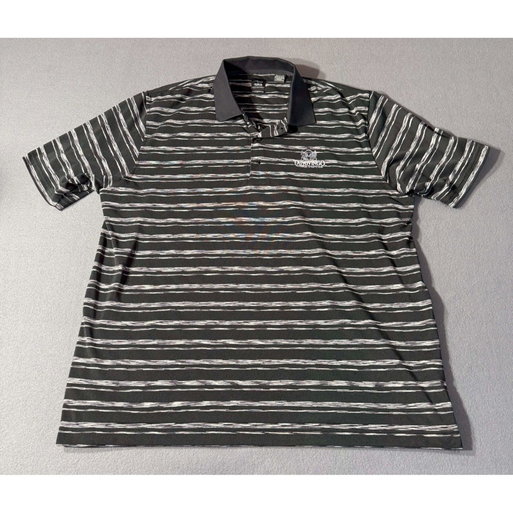 Page & Tuttle Golf Polo Shirt Men's XL Black / White Stripe Cool Swing Tapawingo